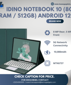 Idino Notebook 10 – 512GB ROM – 8GB RAM – 10000mAh – Android Tablet with 360 Rotating cover