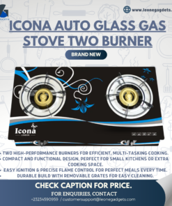 Icona Auto Glass Gas Stove - Two Burners