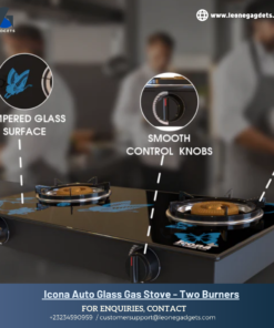 Icona Auto Glass Gas Stove - Two Burners**